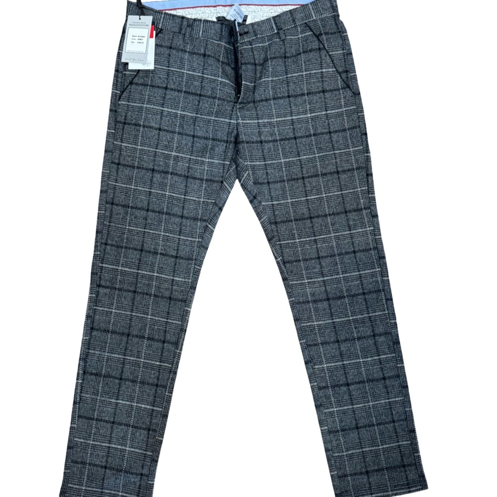 Gray Chinos with Windowpane Pattern